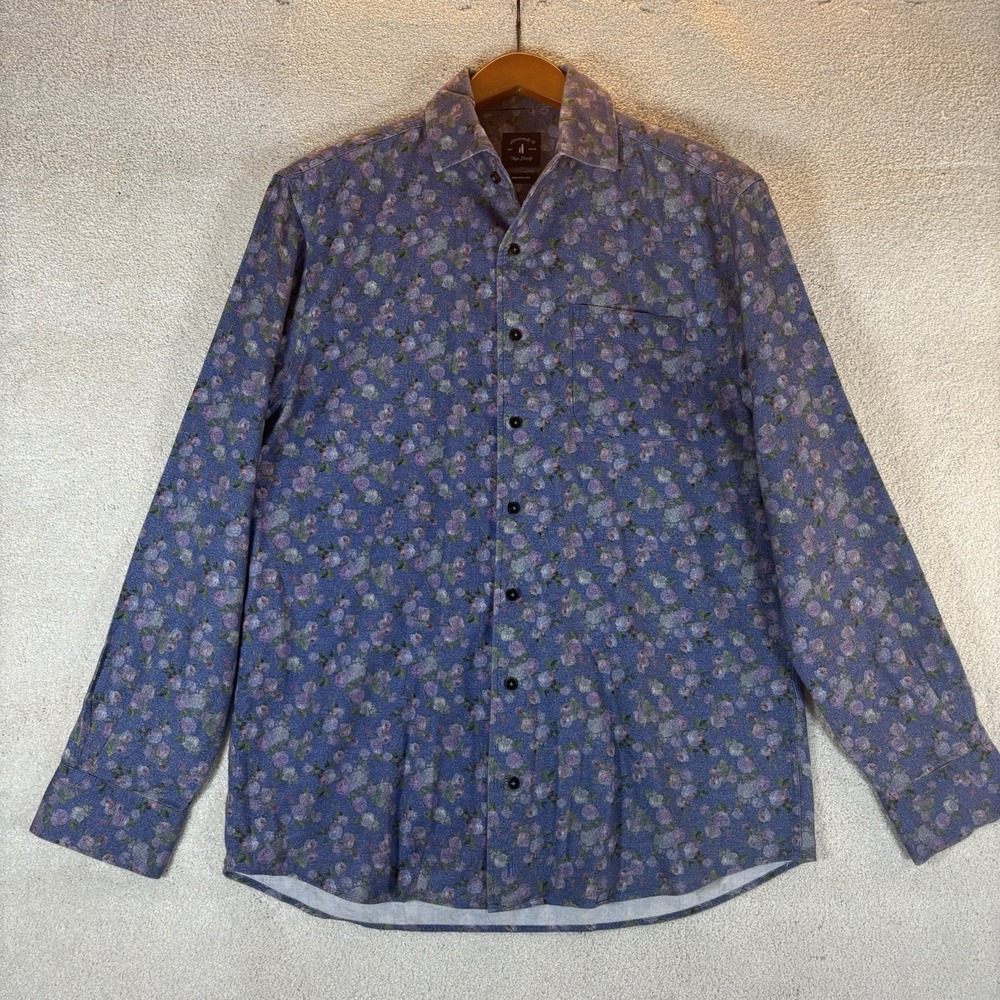 JOHNNIE-O Top Shelf Men's Size Medium Floral Print‎ Cotton Button Up Long Sleeve